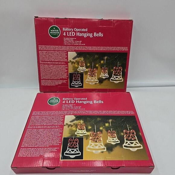 Winter Wonder Lane Battery operated‎ 8 LED Christmas Hanging Bells Total In/Out - Picture 7 of 14